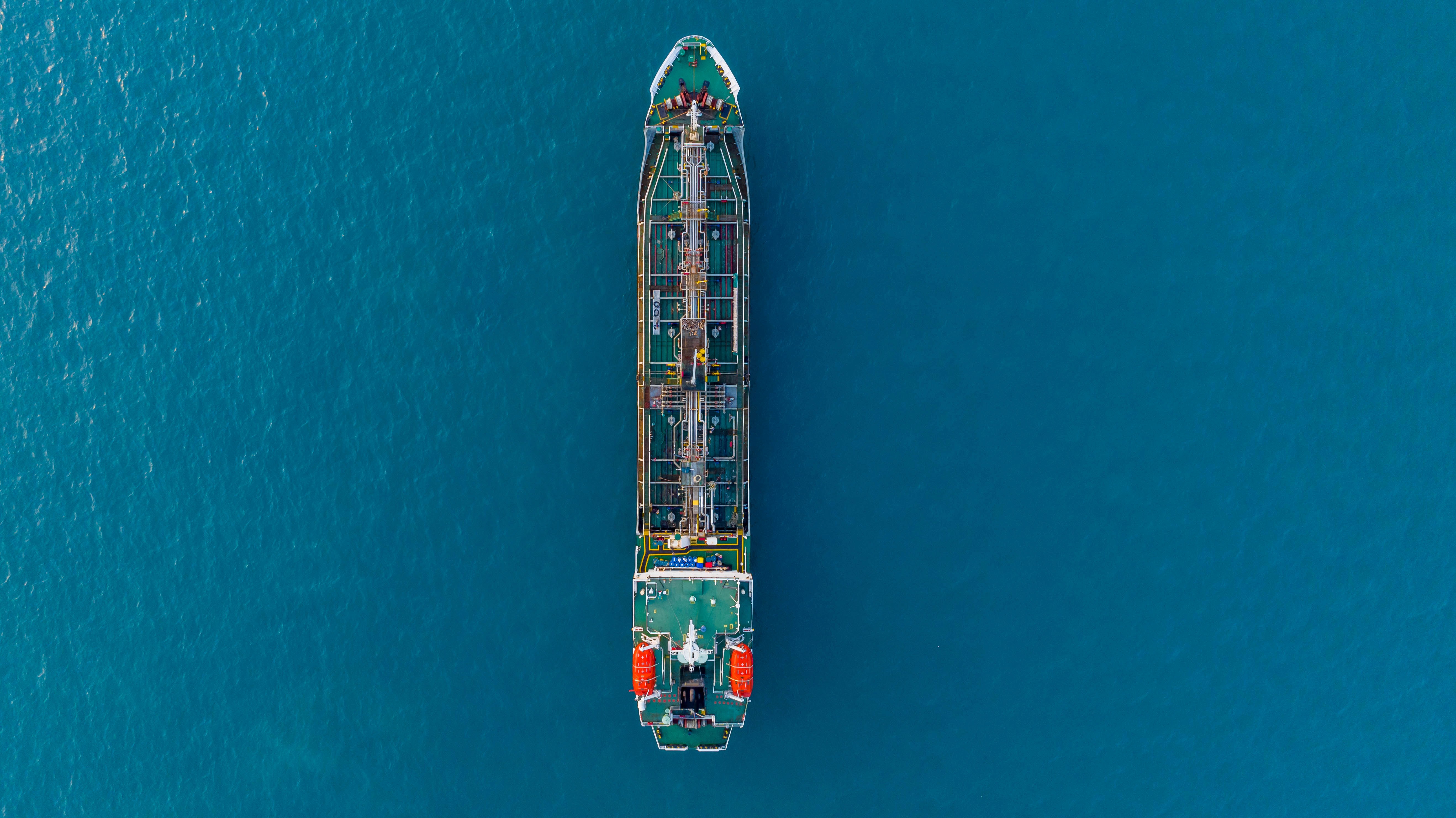 A tanker ship on the sea