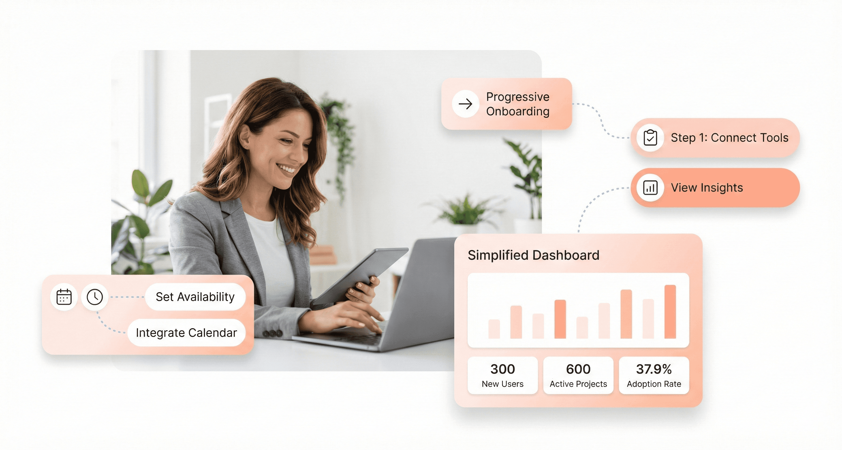 Enterprise SaaS onboarding improved with simplified progressive disclosure UI