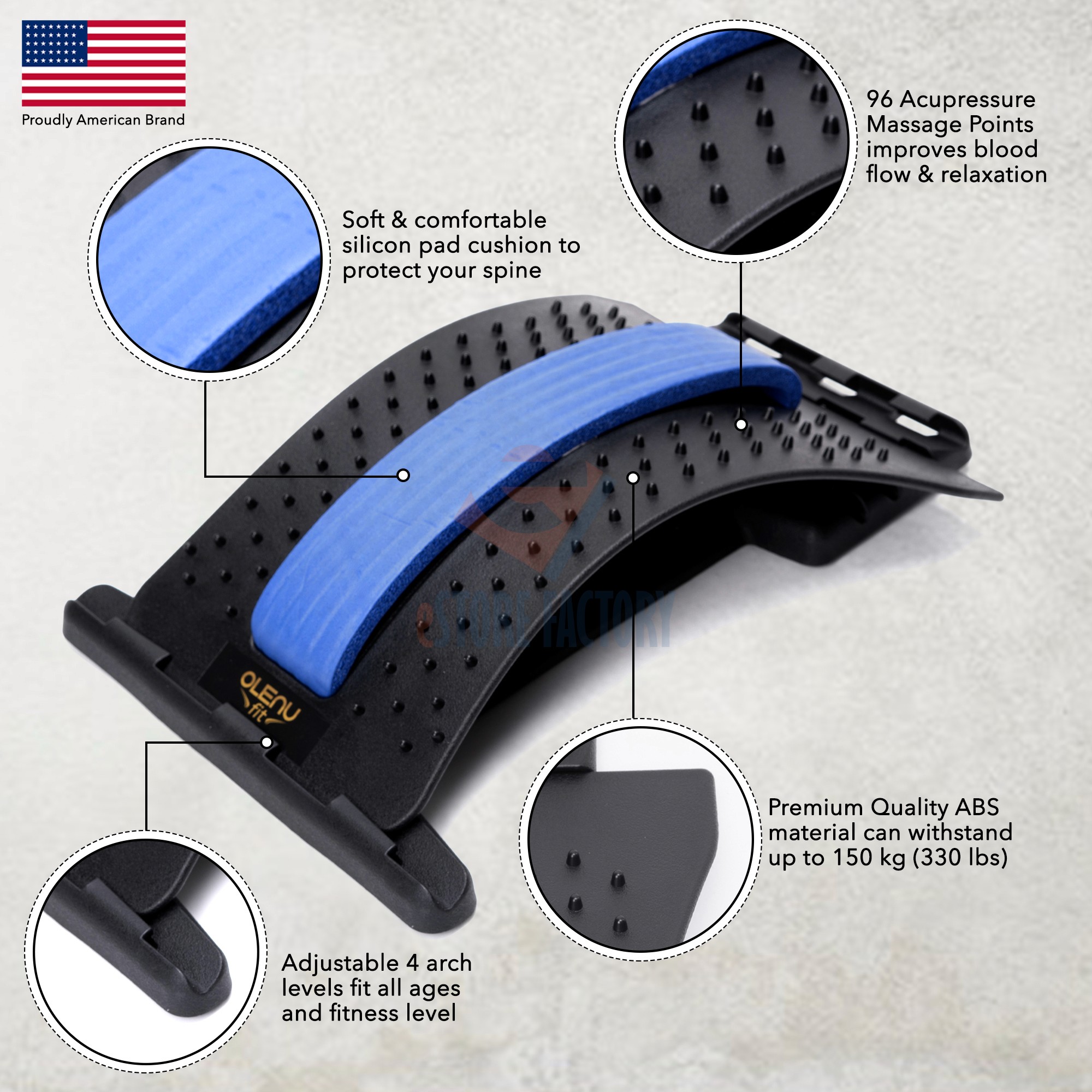 Back stretcher acupressure massage support device