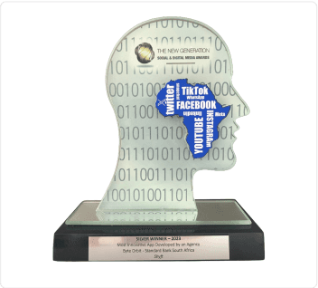 Logo for MTN Business App of the Year, featuring bold yellow and white text on a black background.