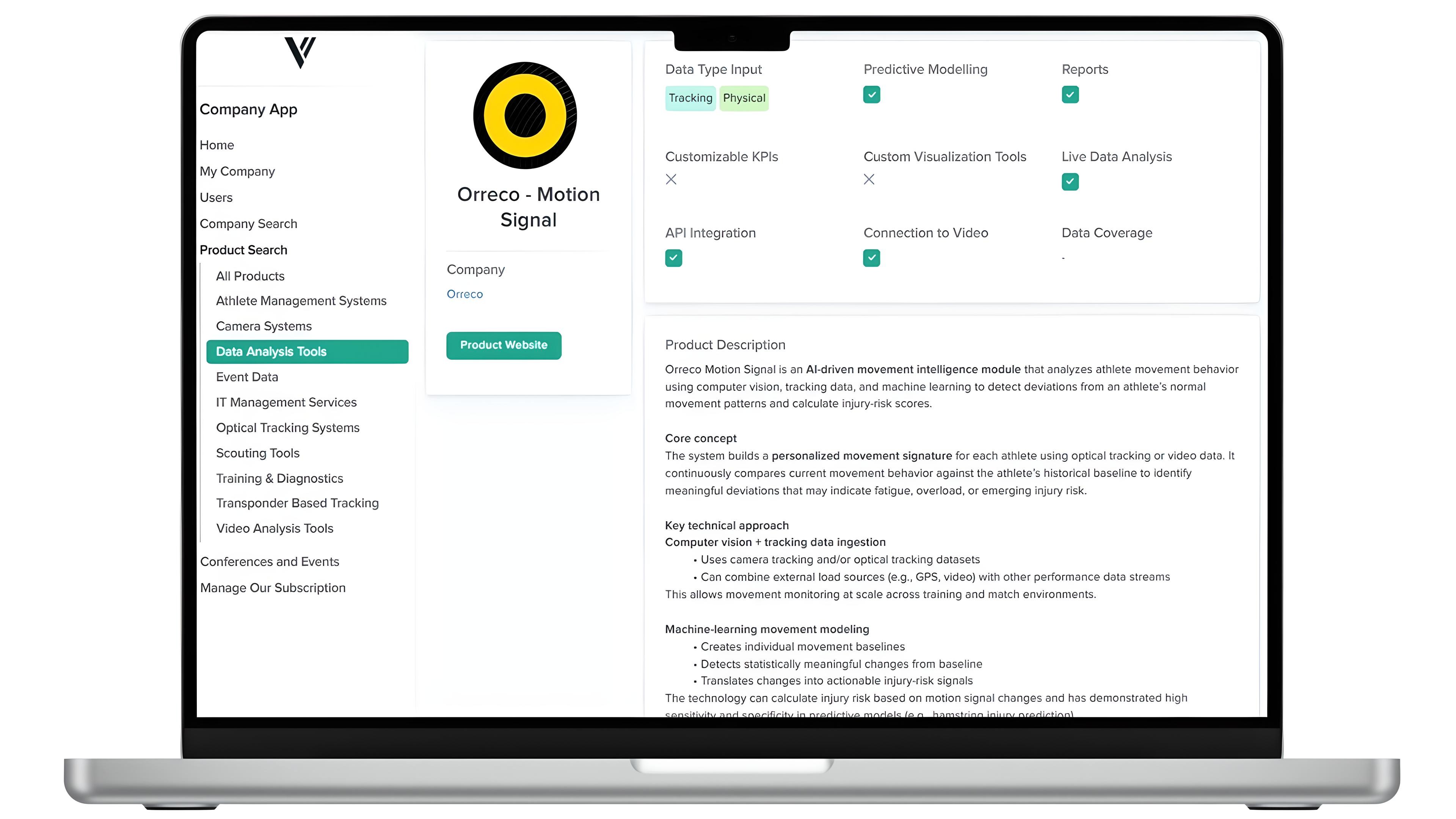 Sports tech management platform - Tech management feature