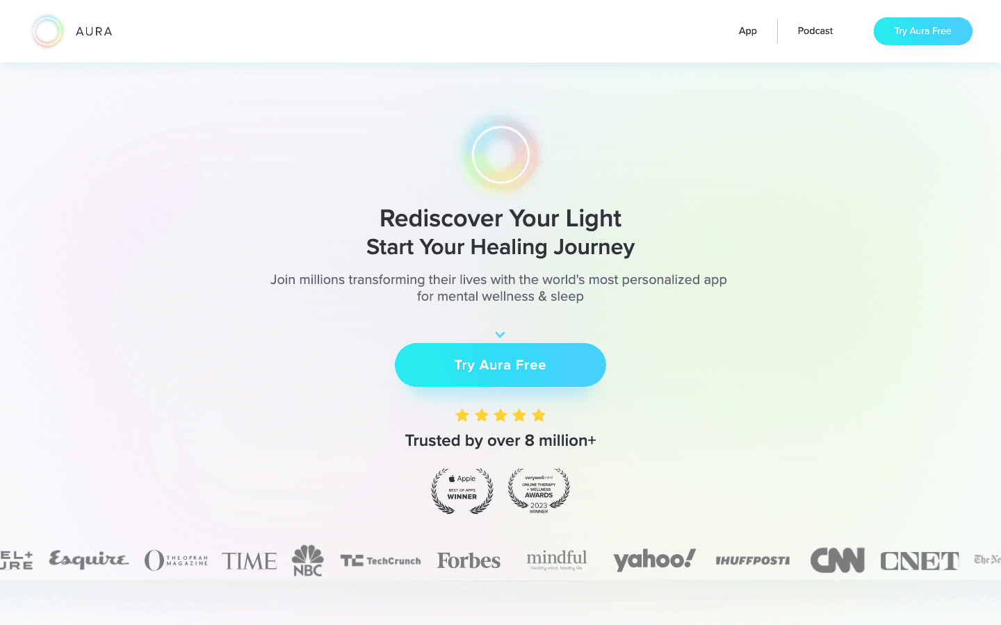Aura Health meditation app screenshot