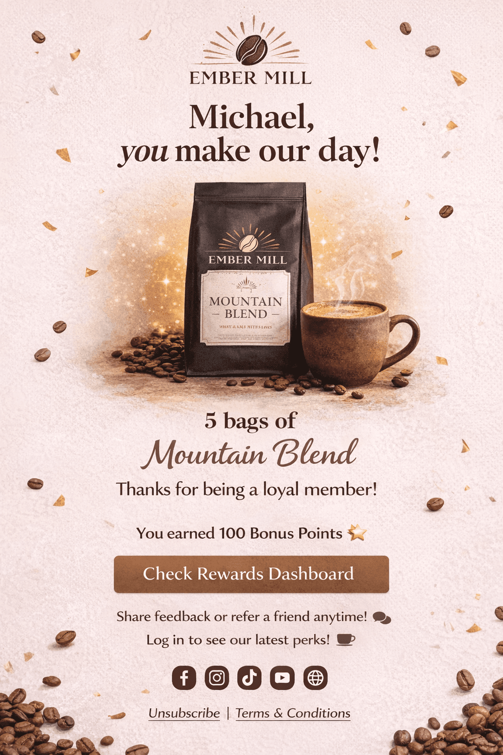 Loyalty email campaign for individual customers