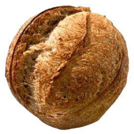 Floating sourdough loaf with glowing gold background