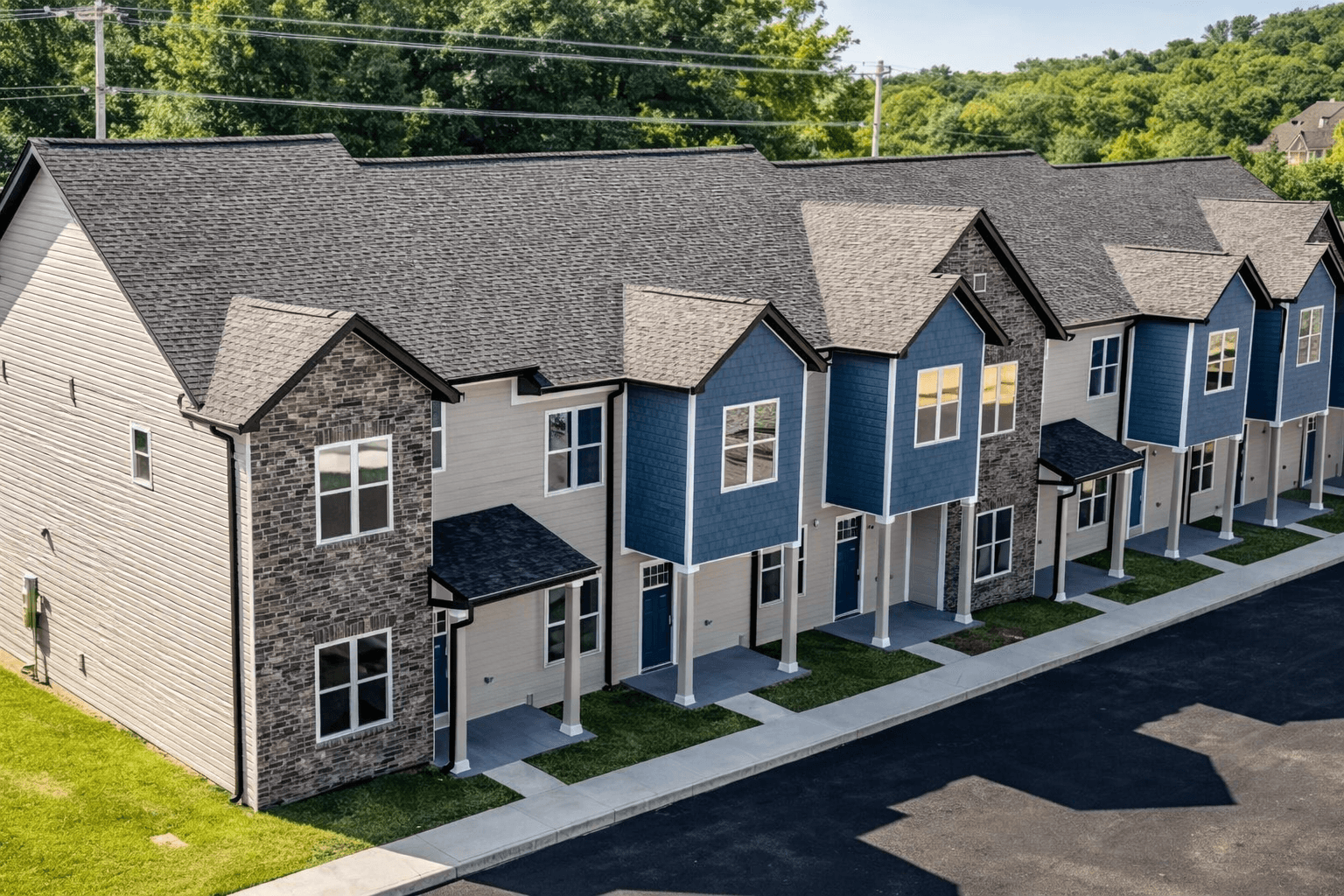 Modern building with closed windows