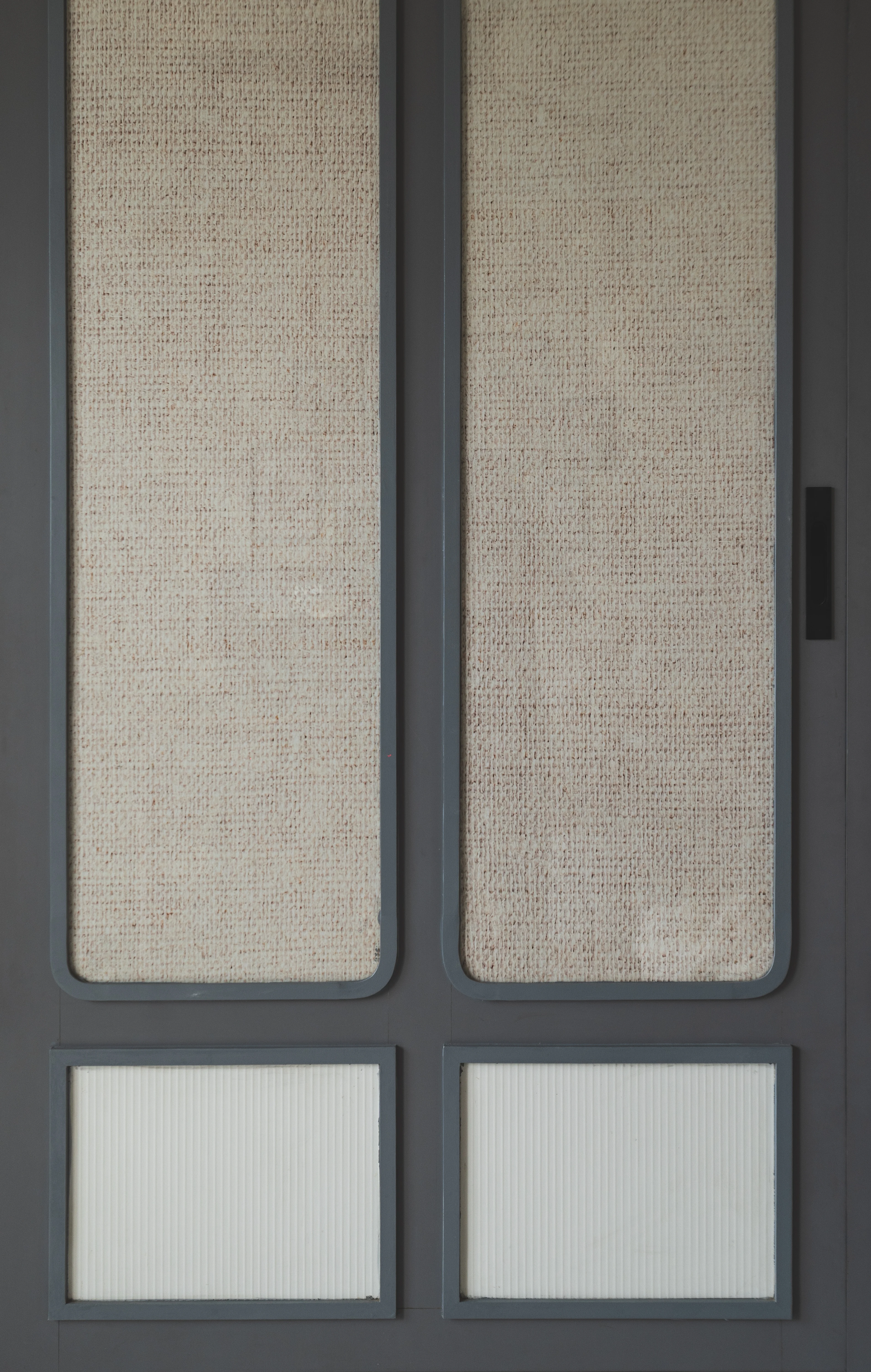 Meshed bamboo cabinet with glass filling Modern Interior for South Indian Homes