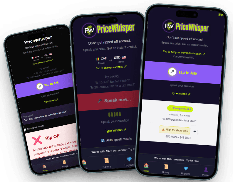 pricewhisper mockup images