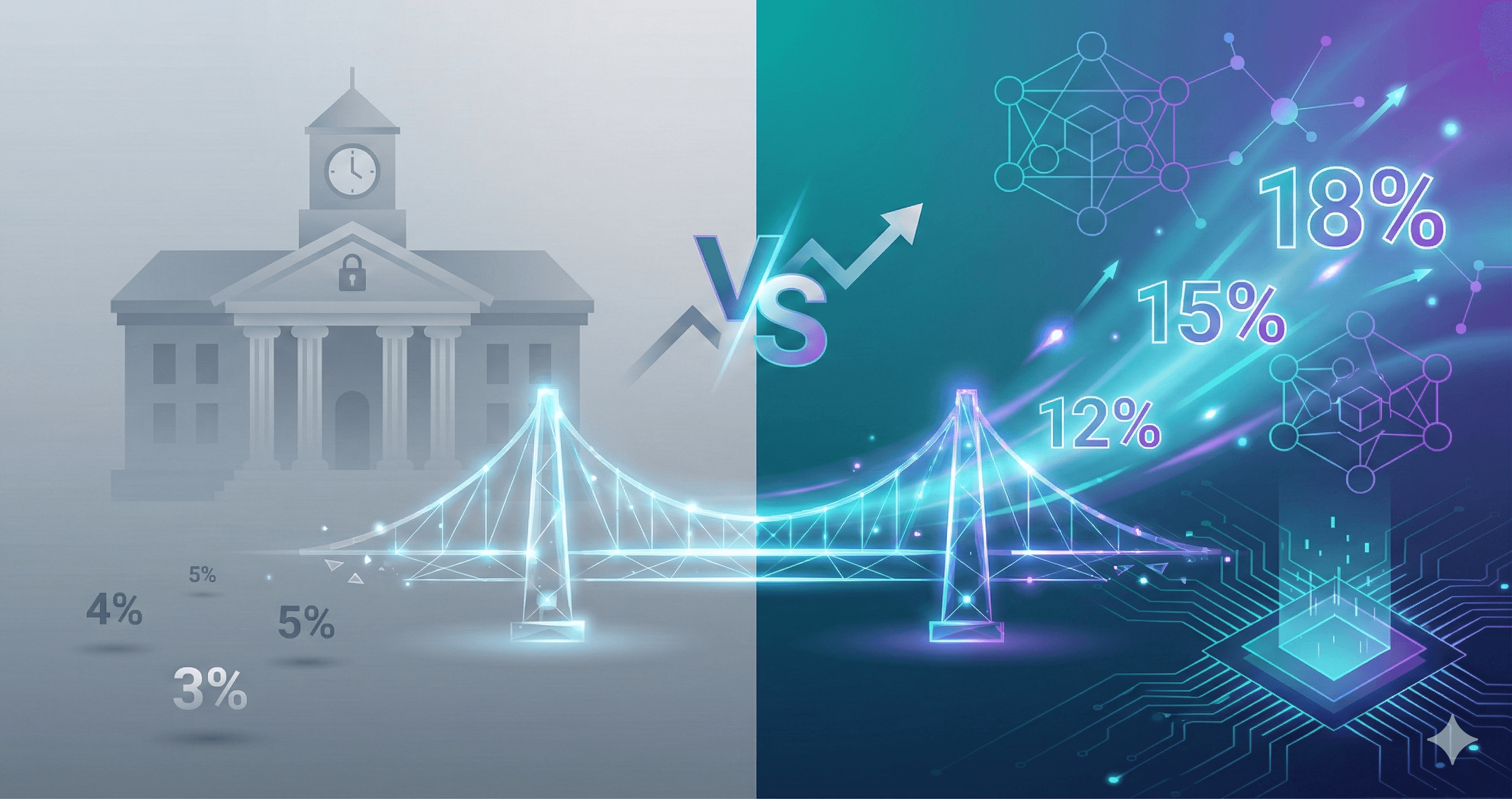 Side-by-side comparison of interest rates for traditional banks versus crypto platforms
