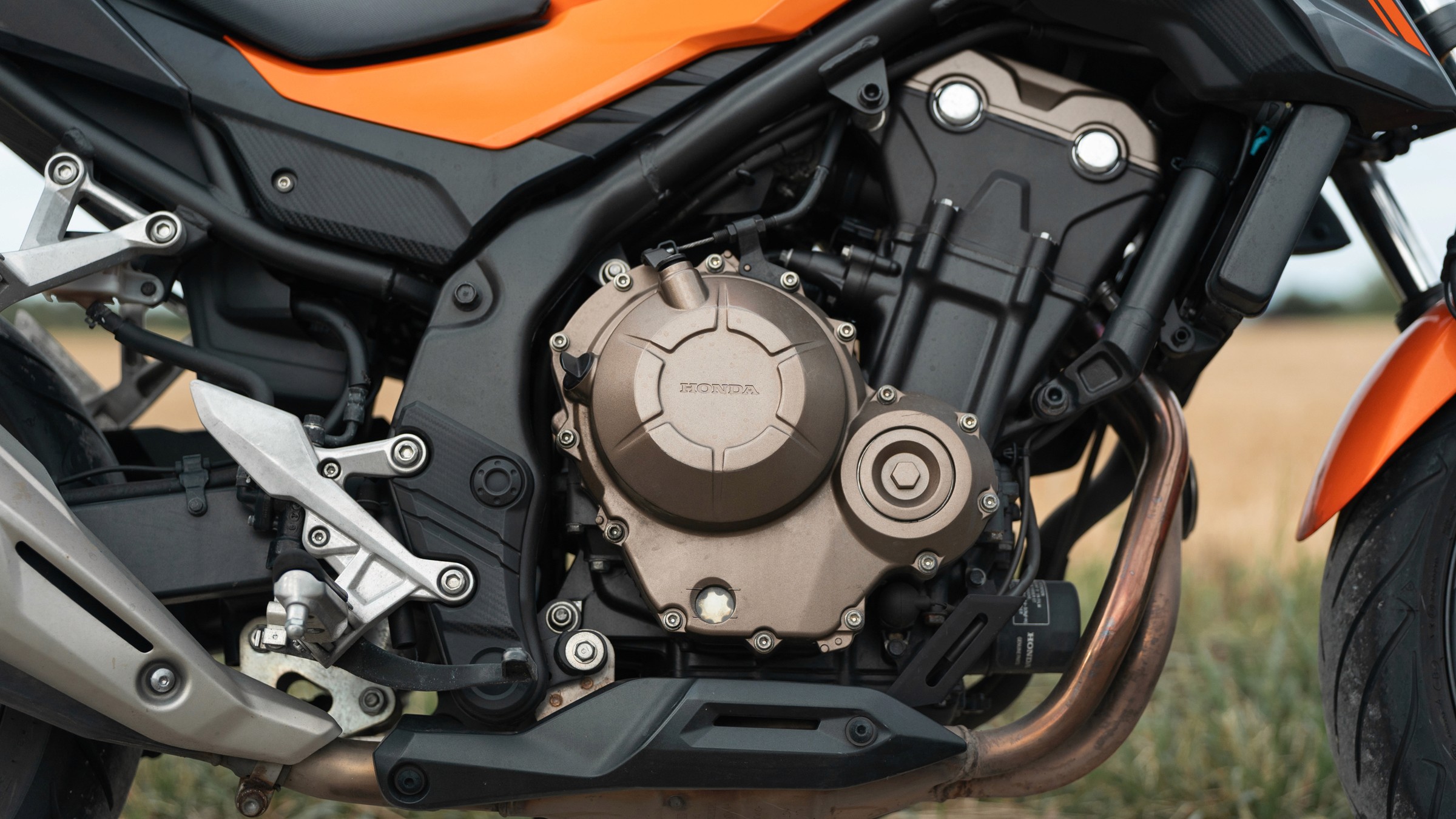 Detailaufnahme an der Honda CB500F – moderne Motorraddetails für die A2-Ausbildung.