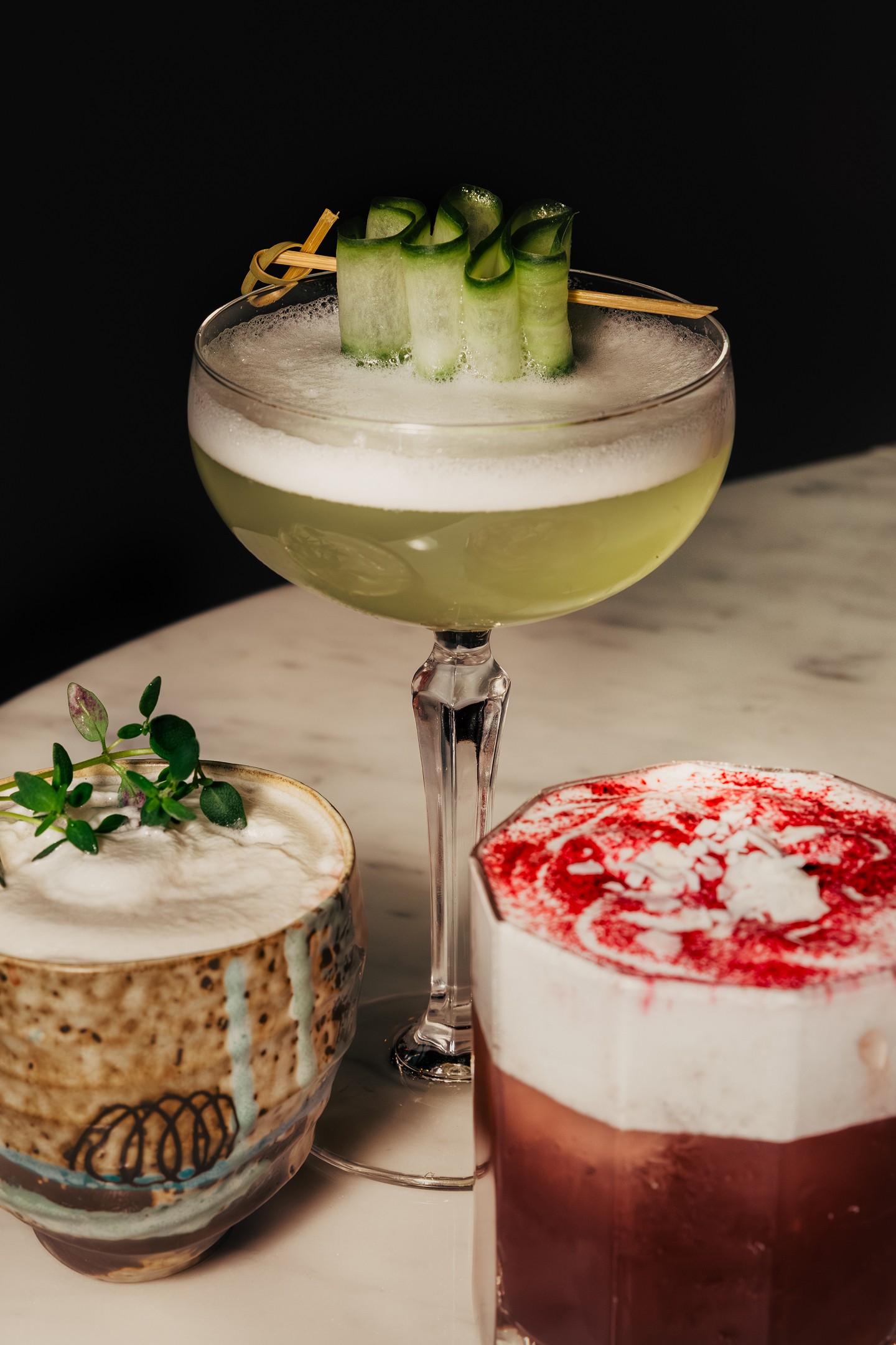 red juice with clear cocktail glass