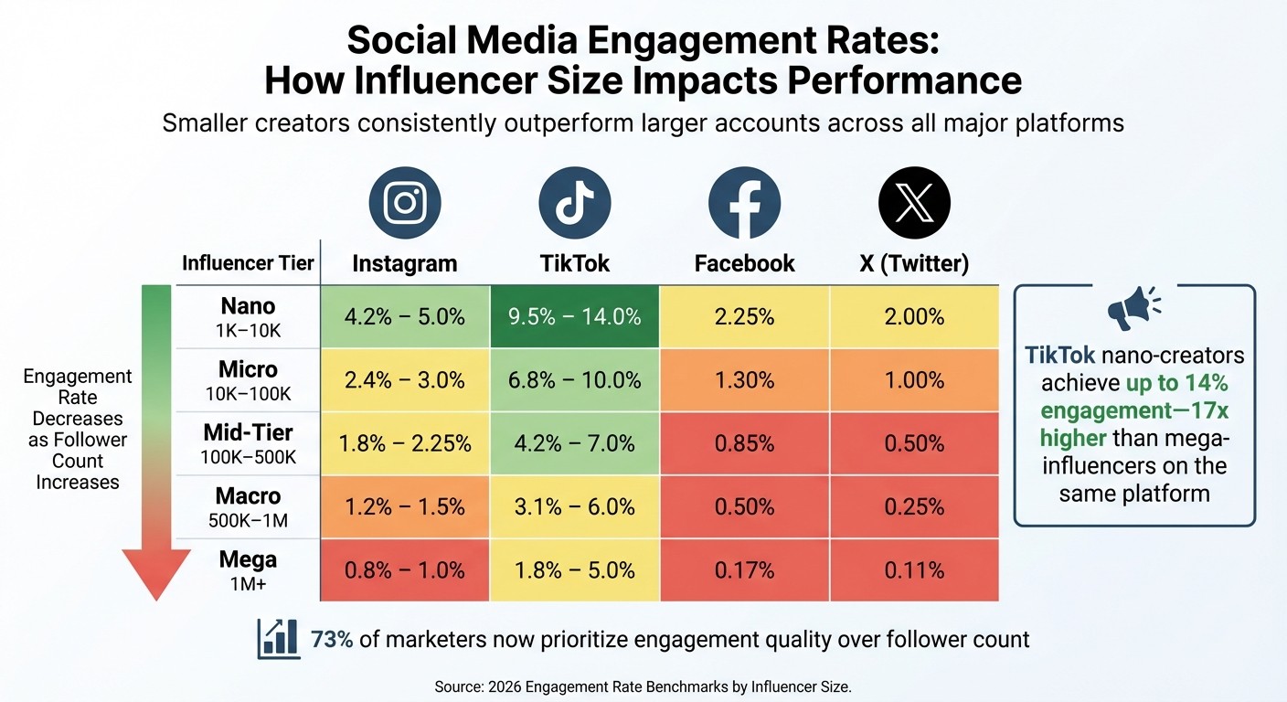 2026 Social Media Engagement Rate Benchmarks by Influencer Tier and Platform