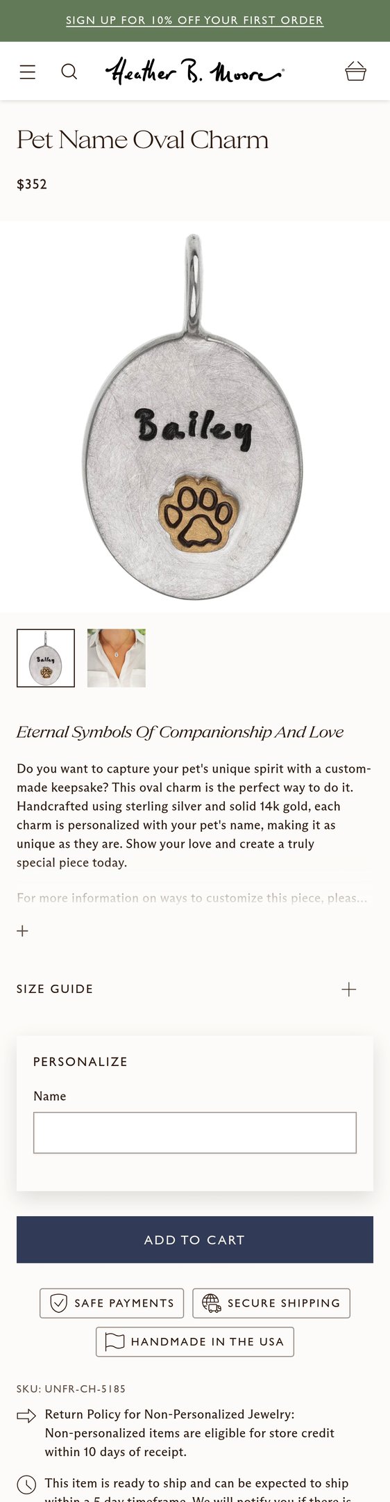 Jewelry product options include: pendant for Pet Name Oval Charm from Heather B. Moore.