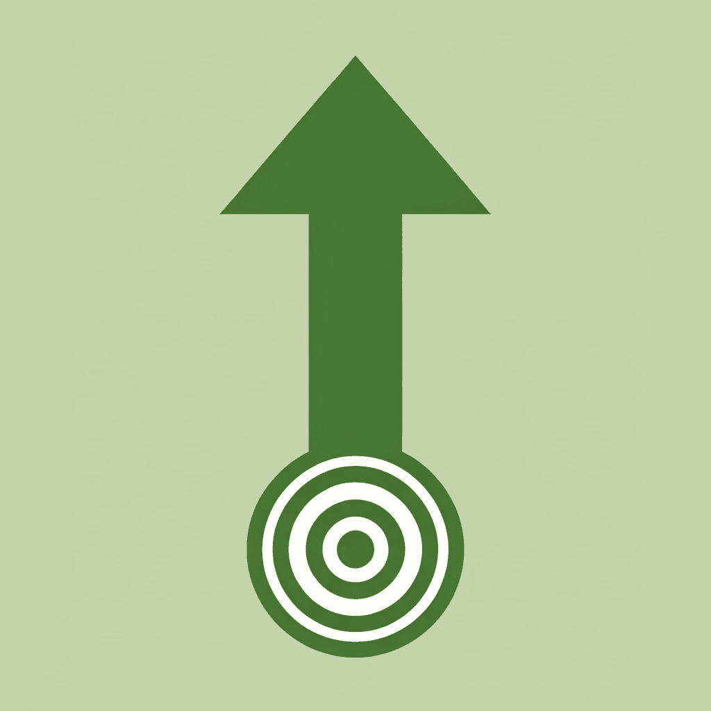 Upward arrow showing increased success rates from strategic positioning