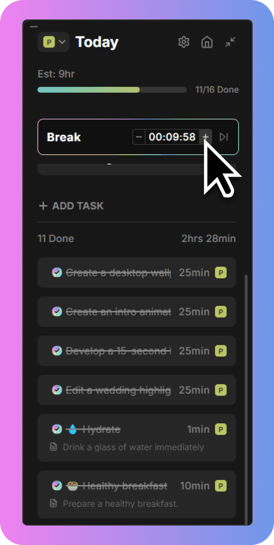 how to increase break duration in task management app blitzit