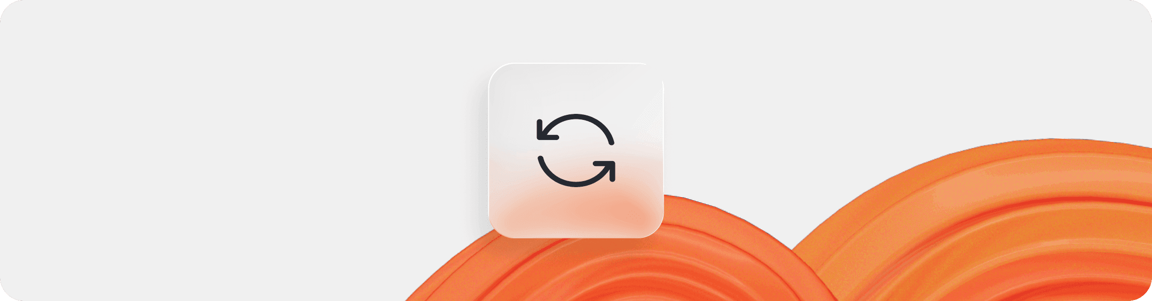 A sync icon on a grey and orange background