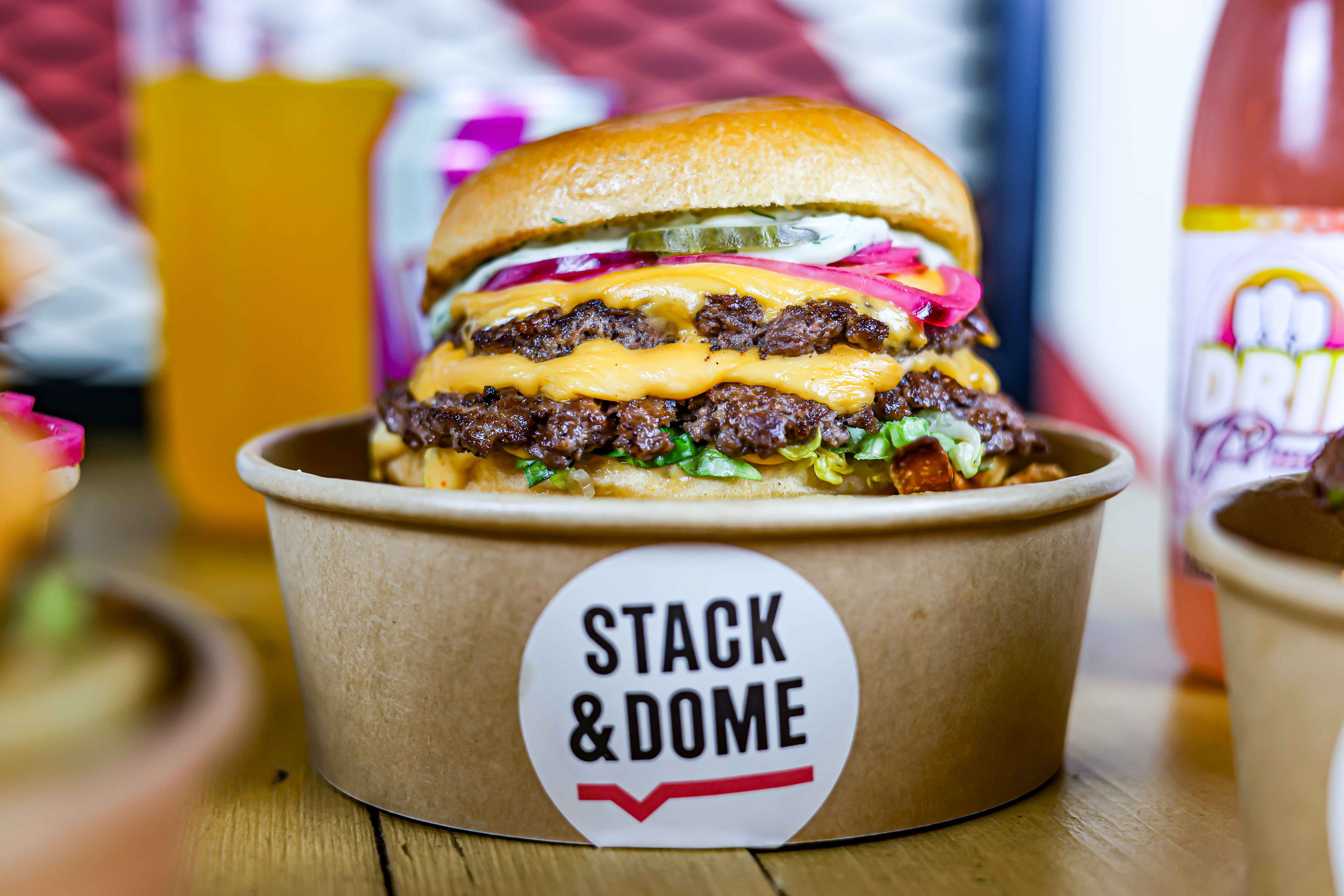 the Blueprint burger sat in a stack & dome bowl