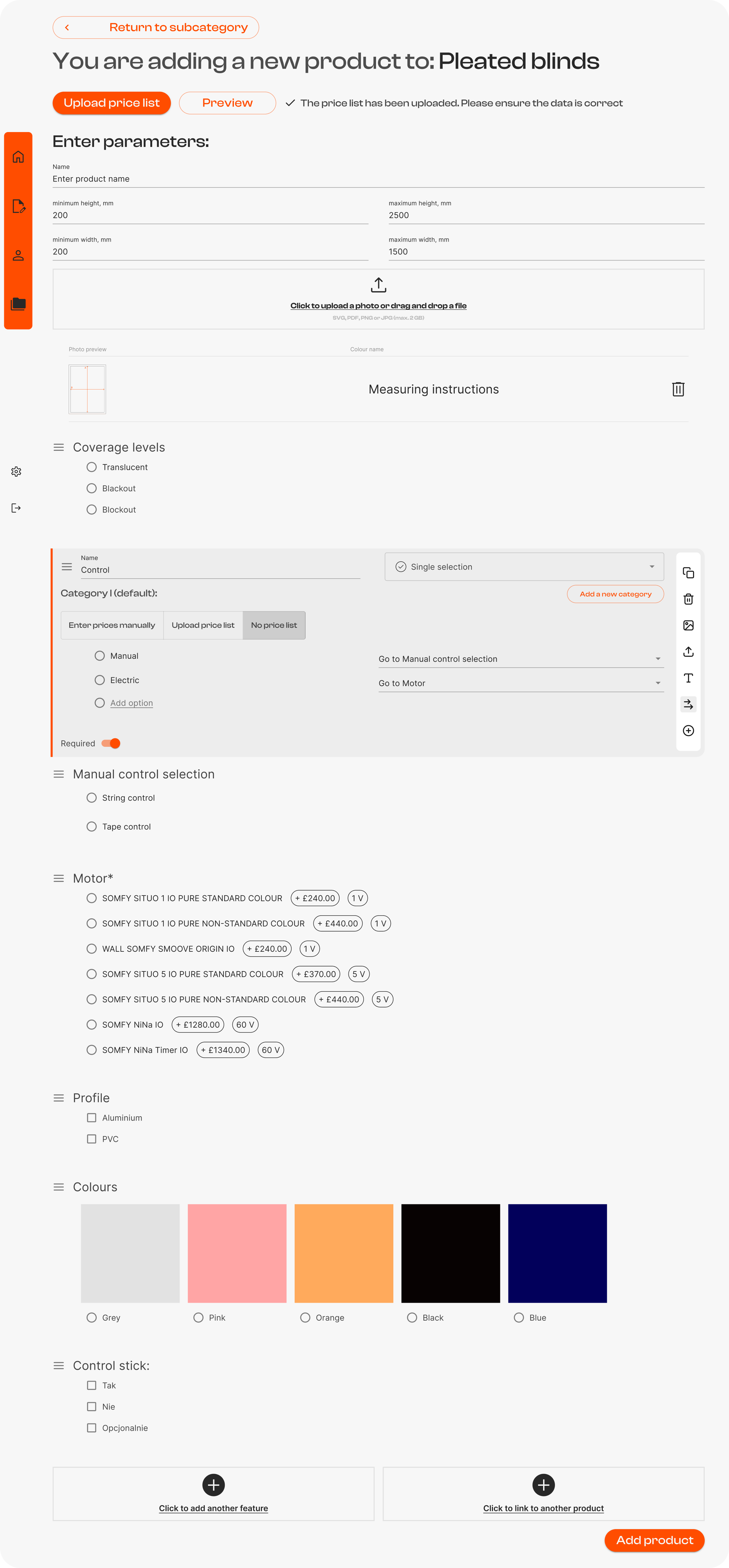 A screen showing a maket view in TMS web app