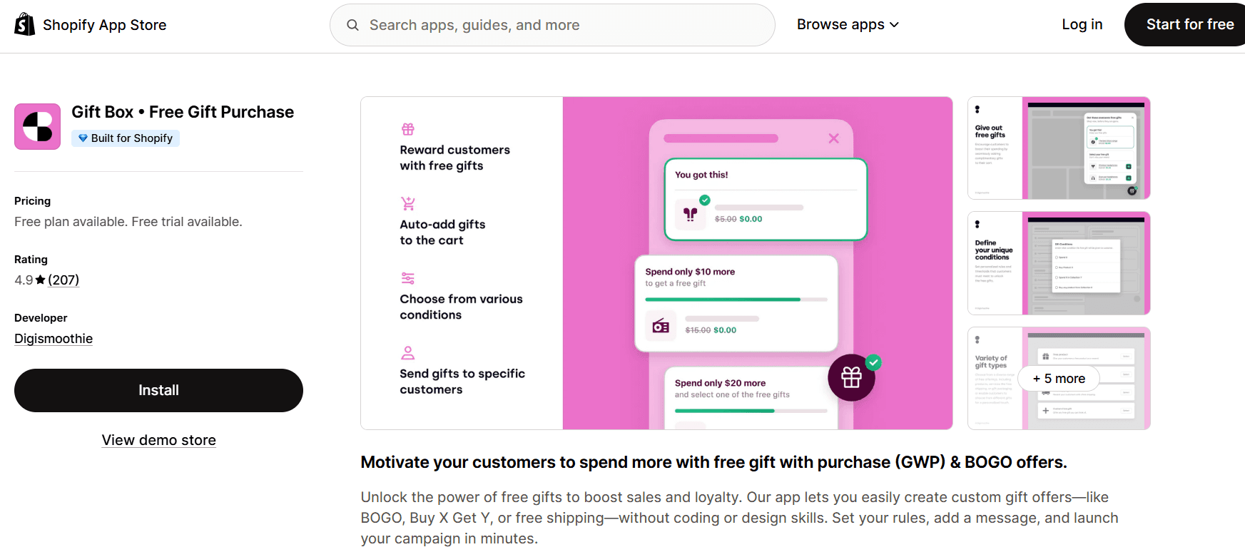 Gift Box App in Shopify App Store