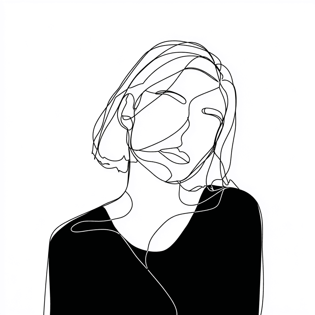 A thoughtful young person with dark hair gazes to the side, captured in soft black and white lighting.