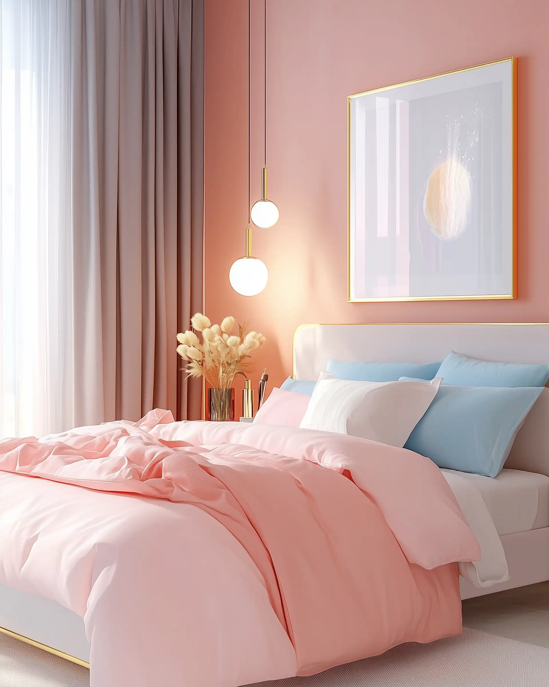 Cozy bedroom featuring a double bed, bedside lamps, and neutral tones