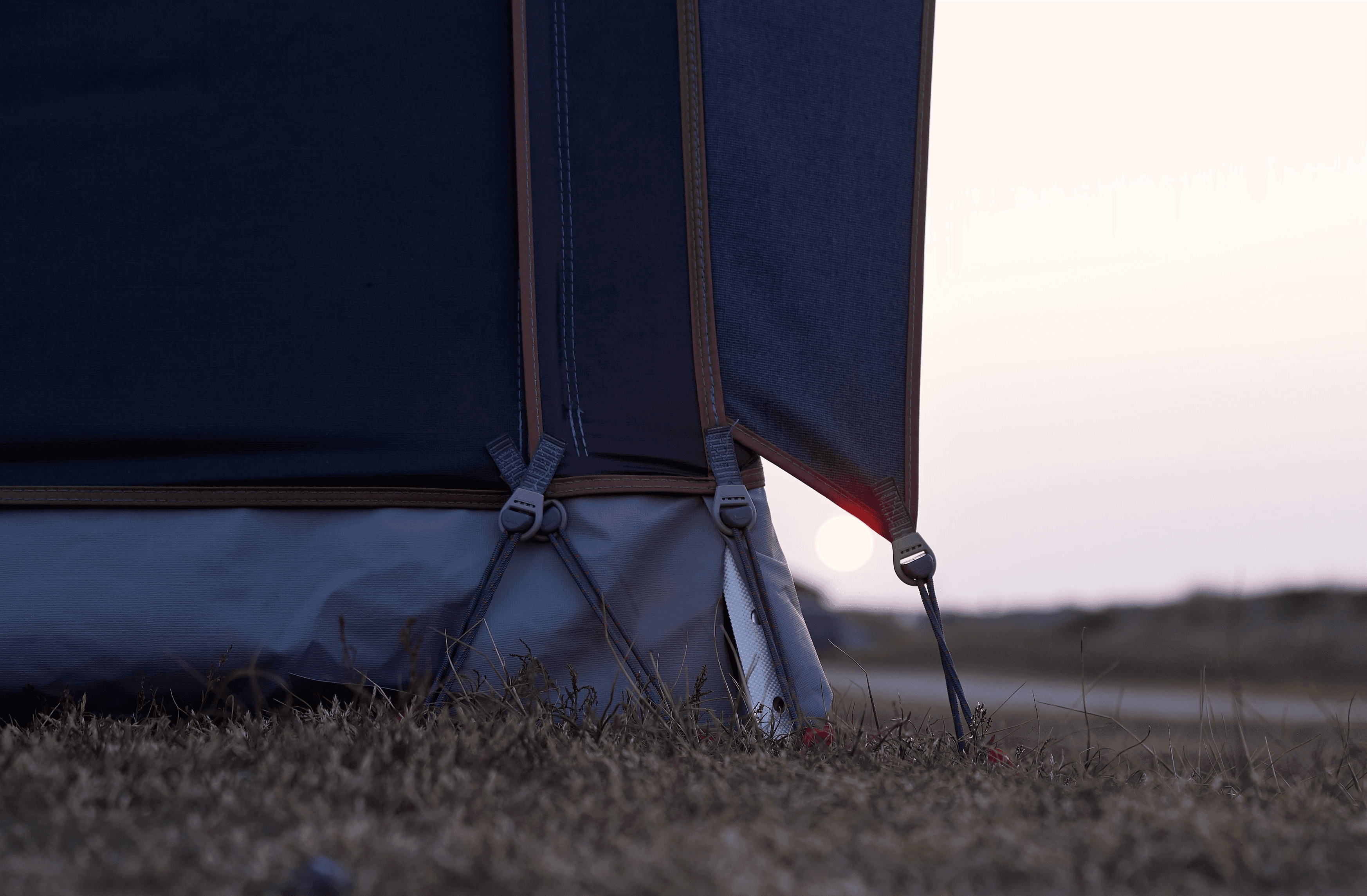 Reinforced bungee to secure awning.