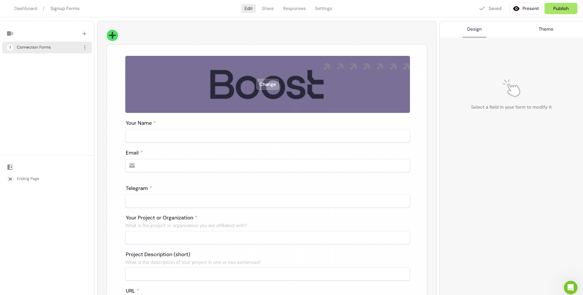 Formo’s sign-up form | Boost