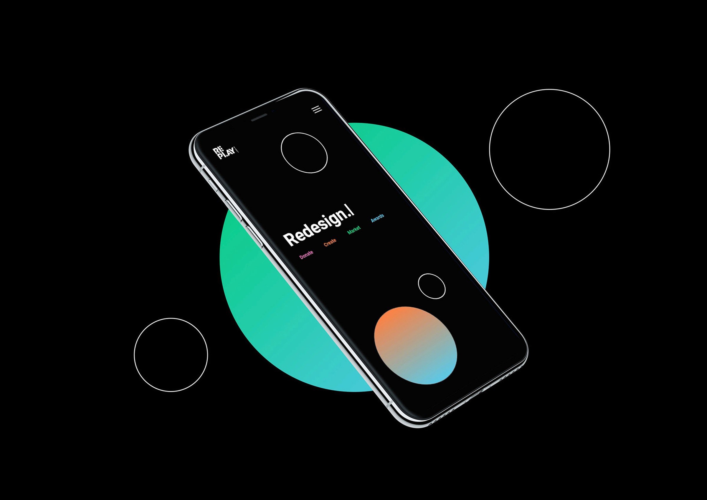 Floating mobile phone screen showcasing website design