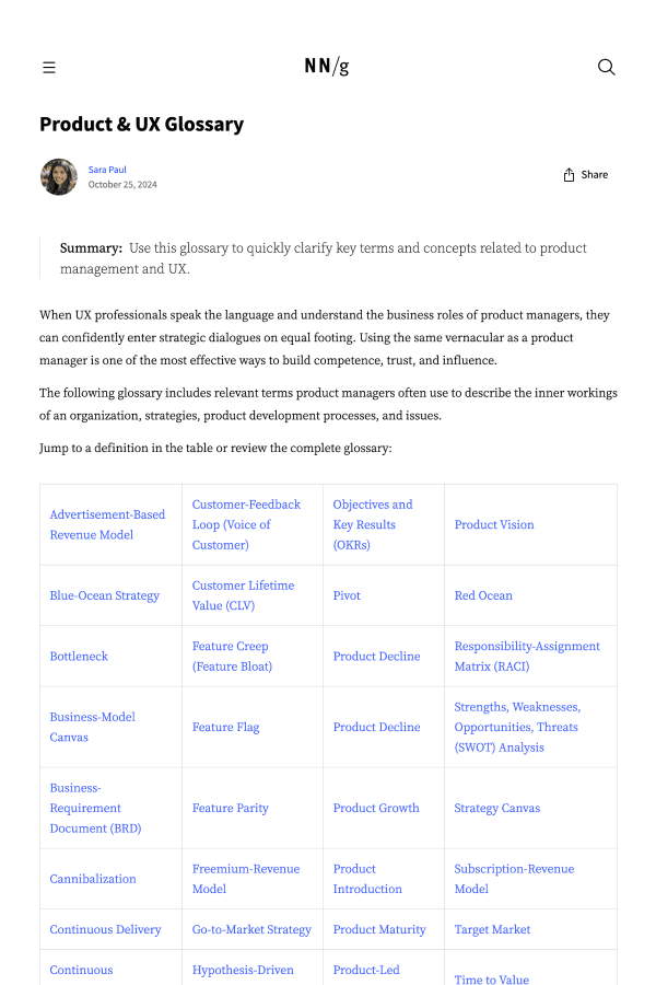 Product & UX Glossary