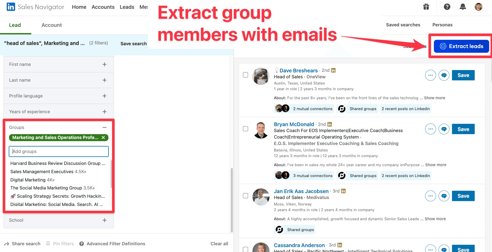 How to extract group members on LinkedIn Sales Navigator