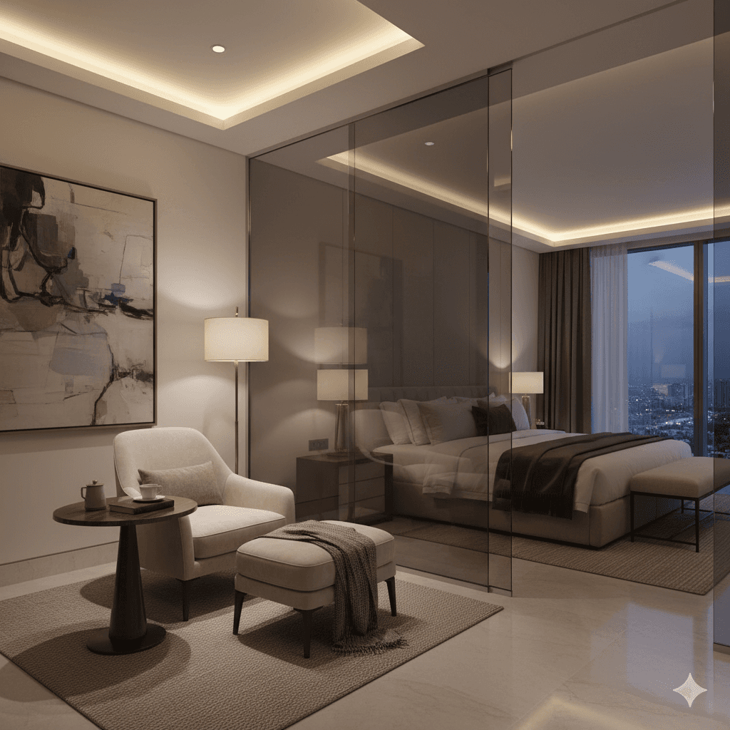 Exclusive private lounge in master bedroom suite, M3M Trump Towers Gurugram