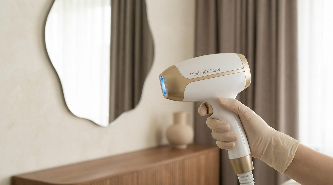A luxurious bathtub filled with water and floating rose petals, surrounded by candles and greenery. The soft lighting creates a tranquil and romantic spa-like atmosphere.