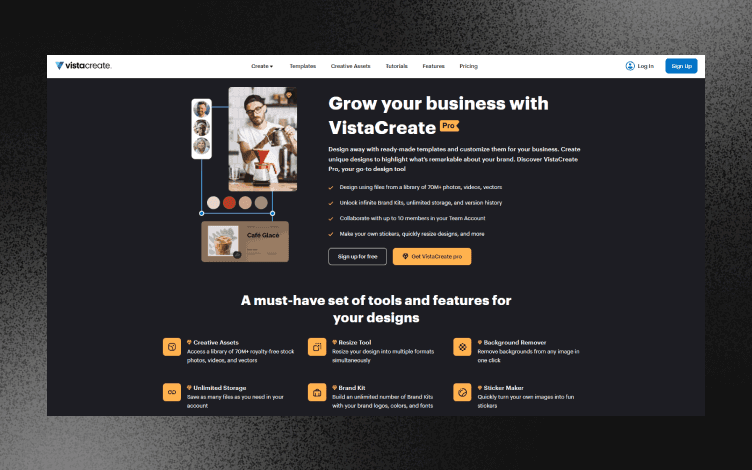 VistaCreate landing page