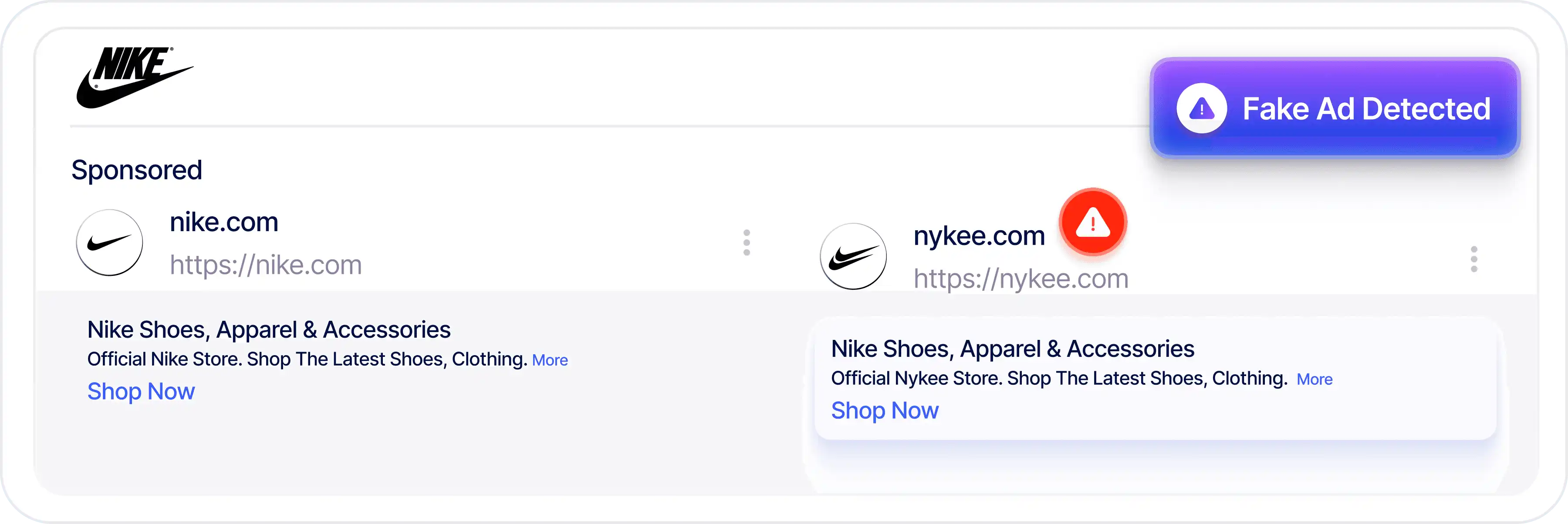 KnyX AI detecting fake Nike sponsored ad impersonation flagged for takedown