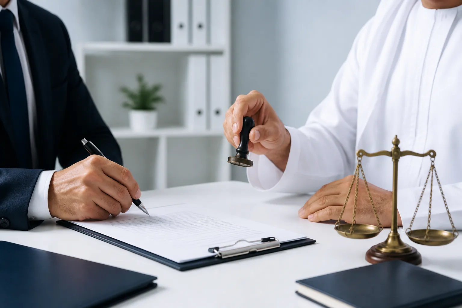 Notarised power of attorney document with an official stamp for Dubai company setup