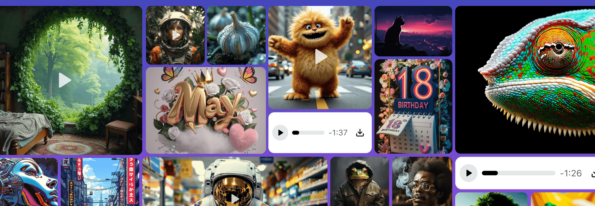 Generate images, videos & audio