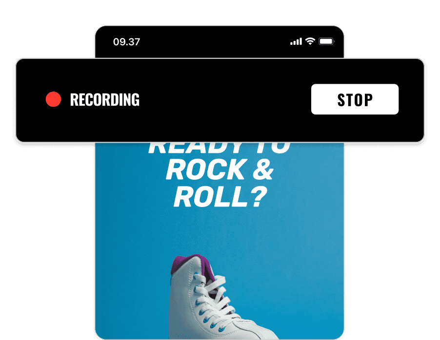 Image of the UI when recording a test