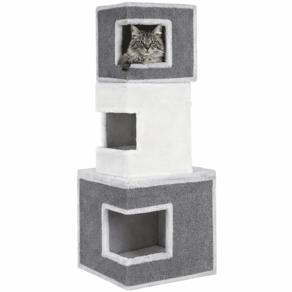 Trixie Lilo Cat Condo Tree with stacked hideouts.