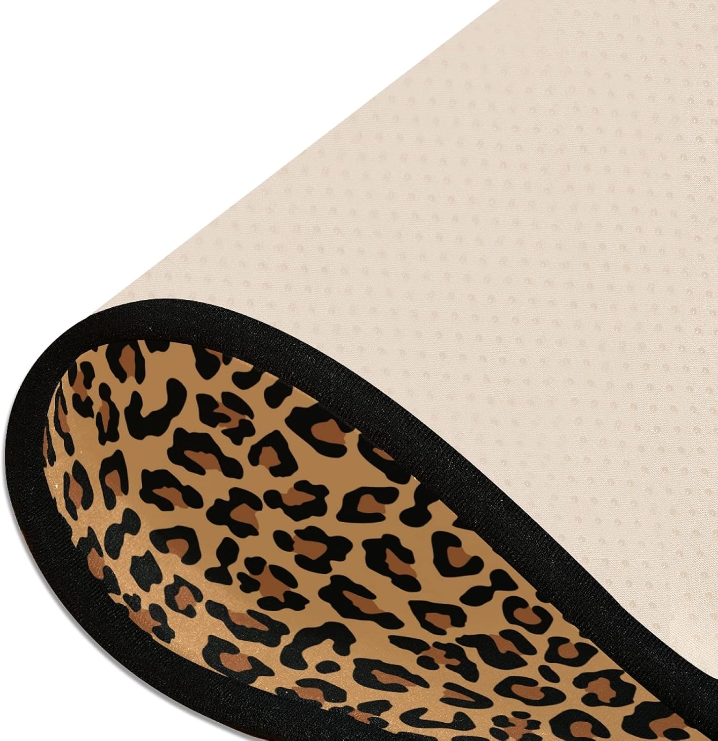 Leopard runner rug enhances the room with its unique design.