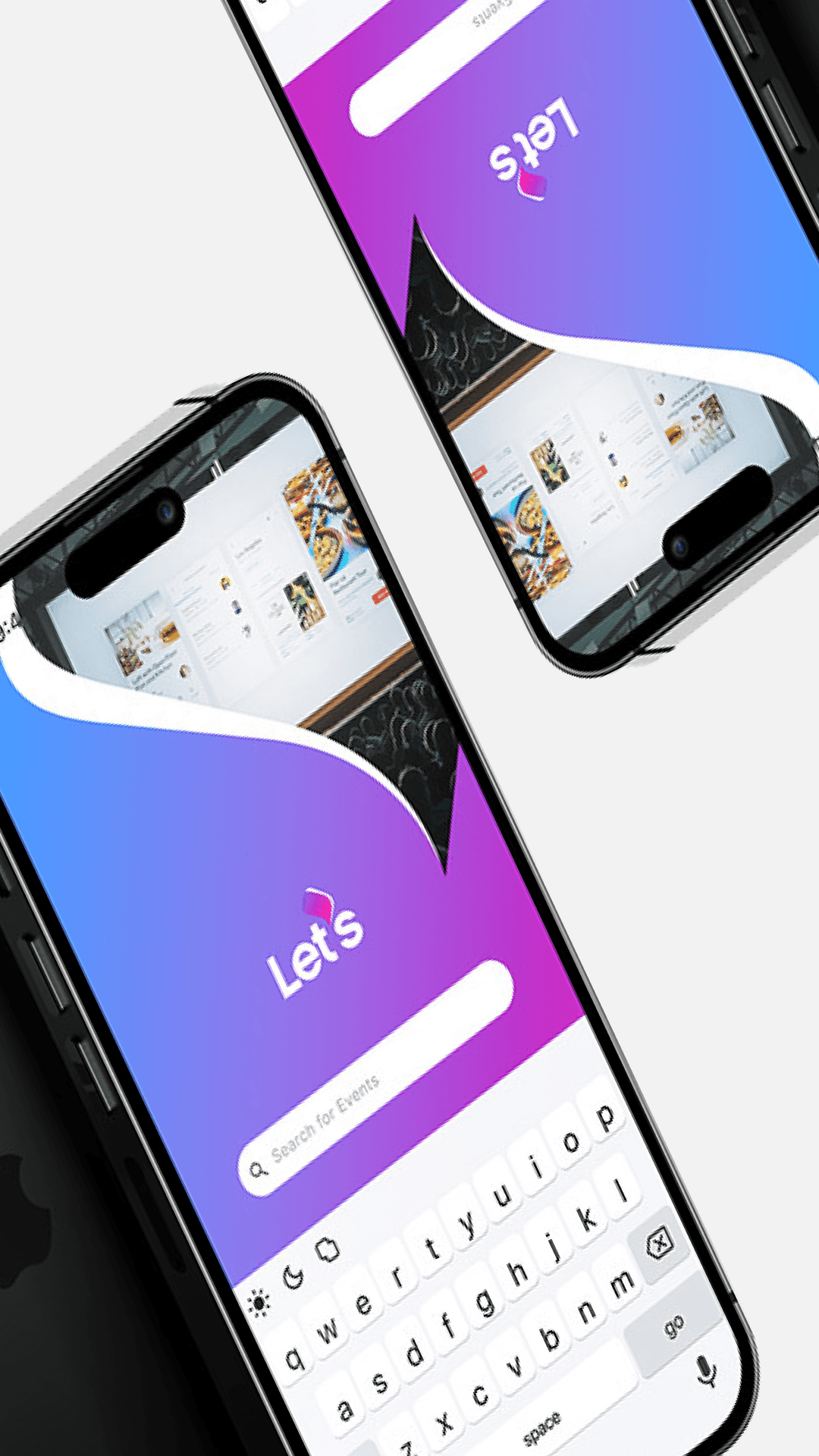 Two iphones with app displayed on screen.