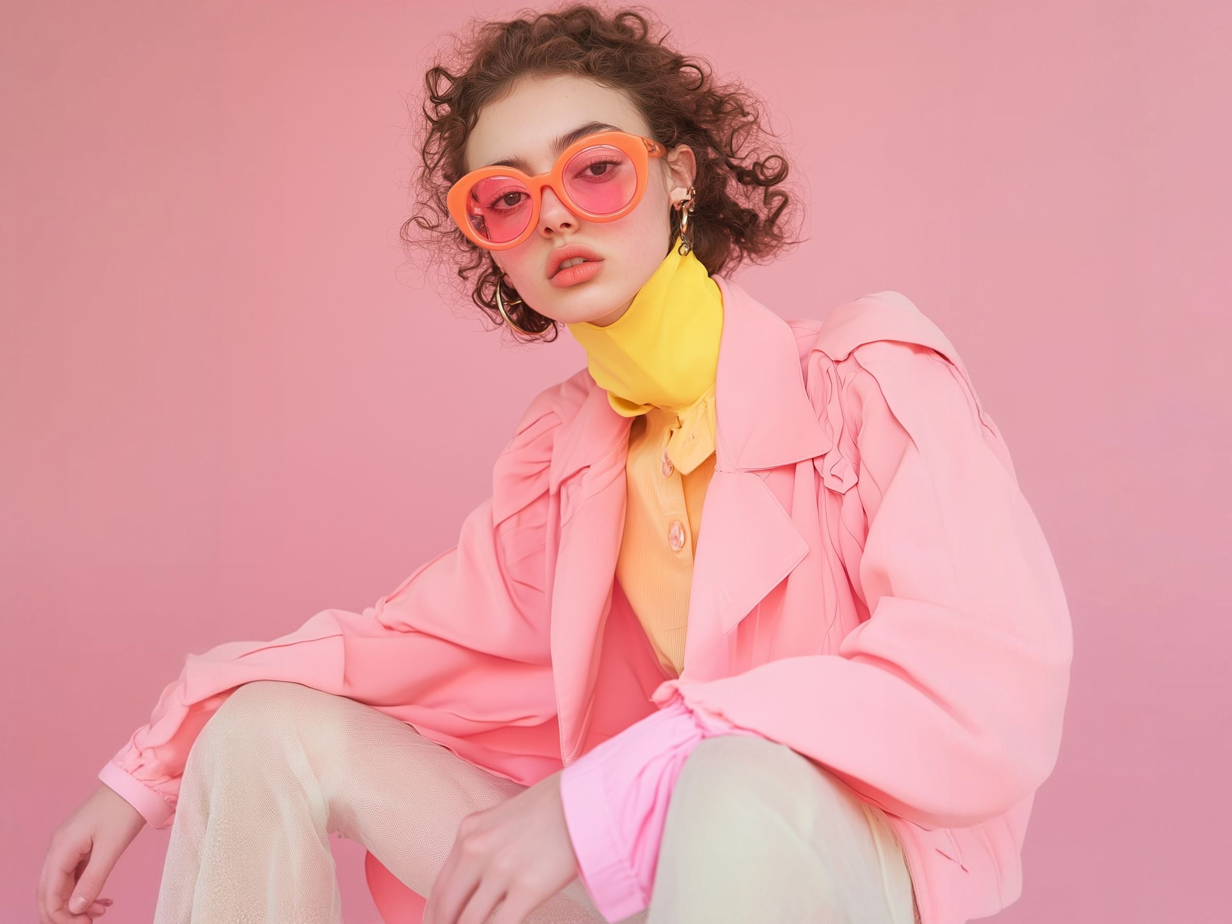 Fashionable Woman with Orange Sunglasses