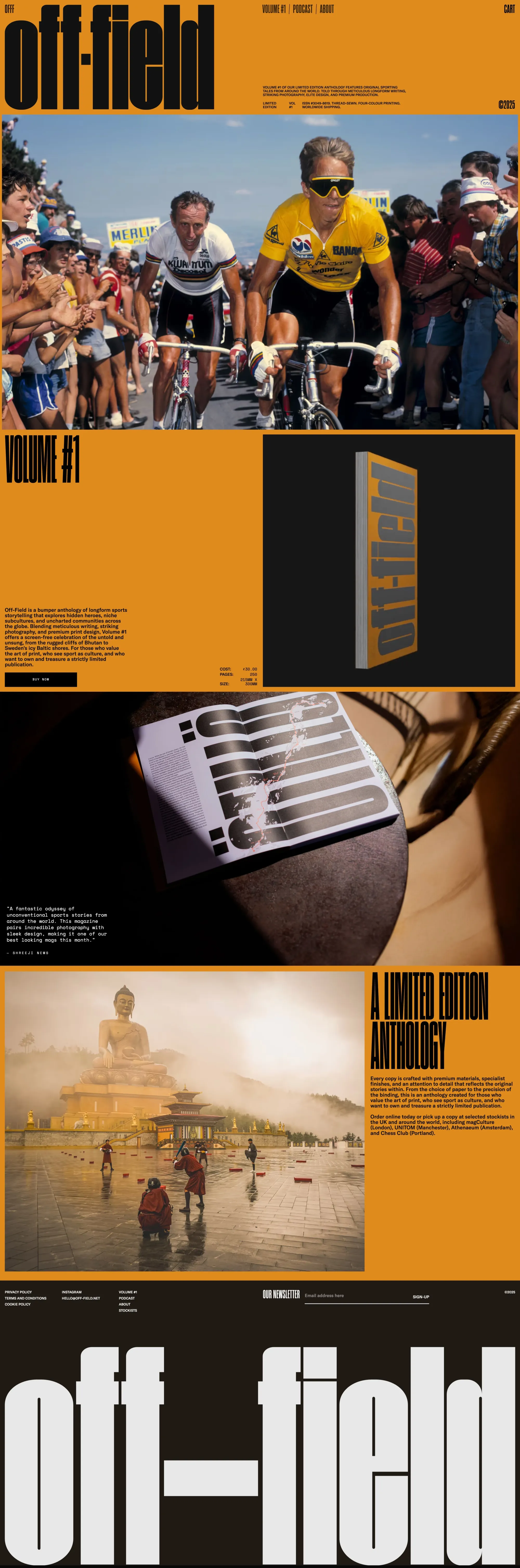 Off-Field - Untold and Unsung ecommerce page screenshot showcasing Ecommerce and Sport design