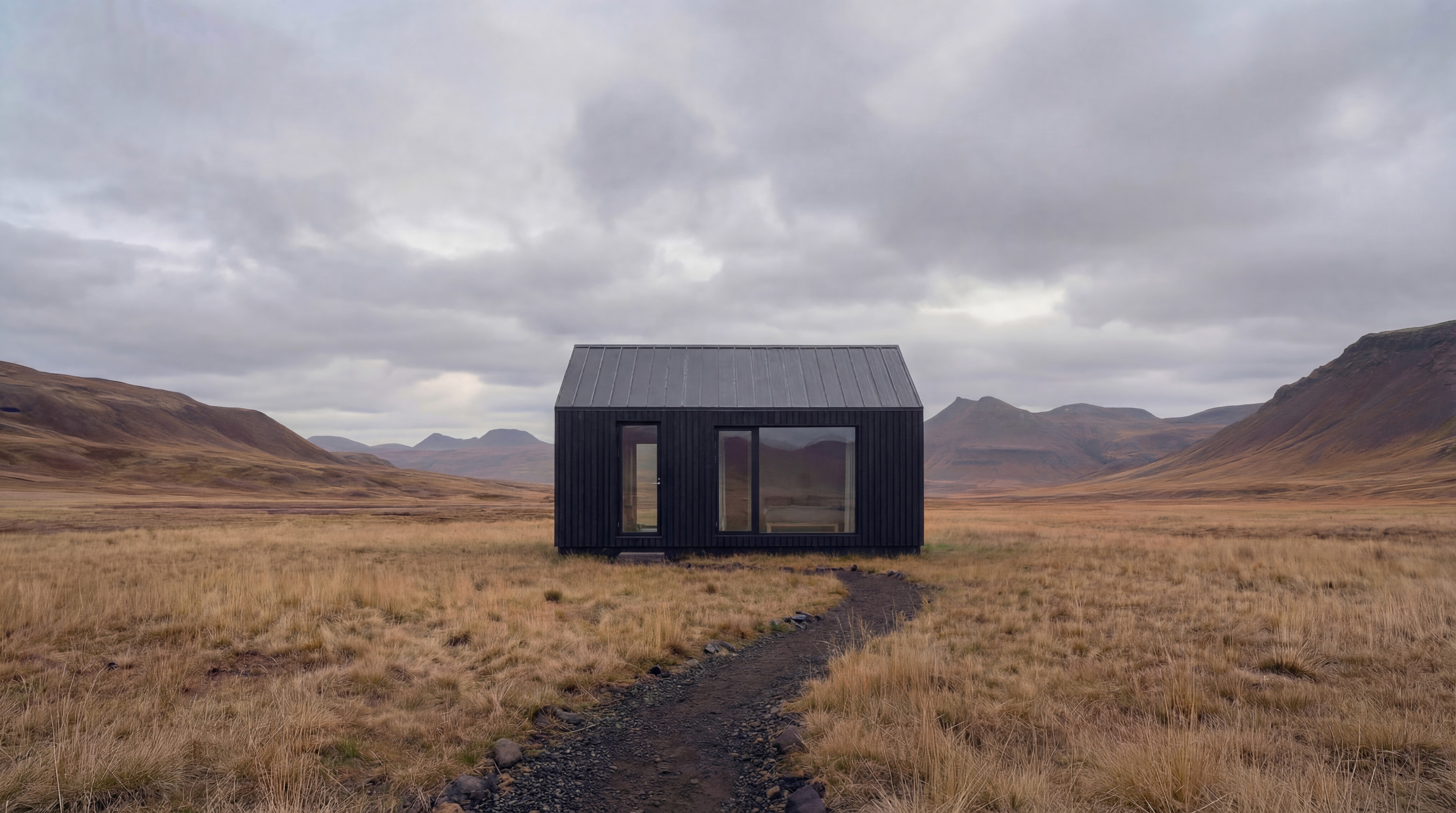 Degintos medienos Skandinaviškas namas miške