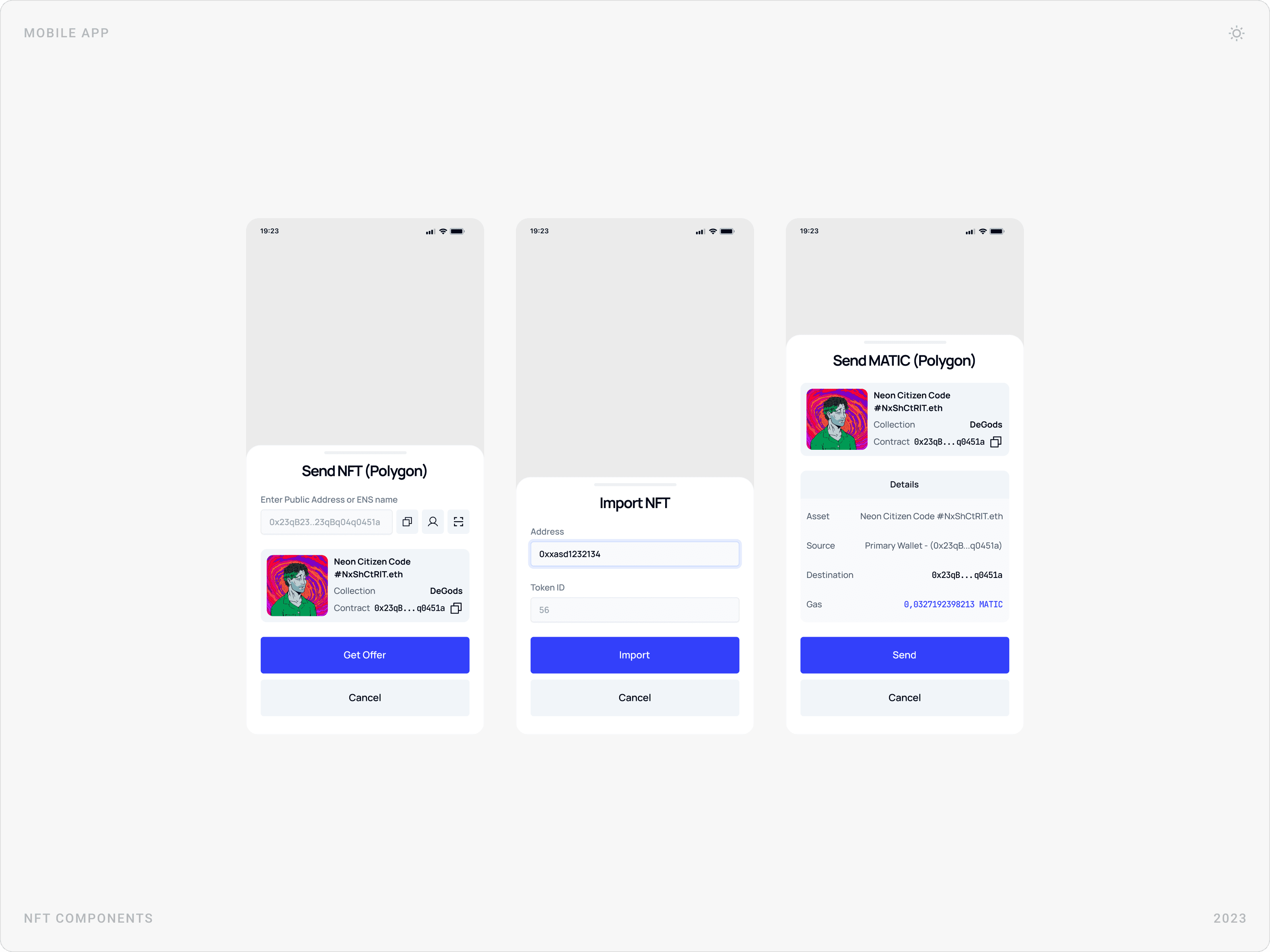 Clean NFT Send Mobile Component