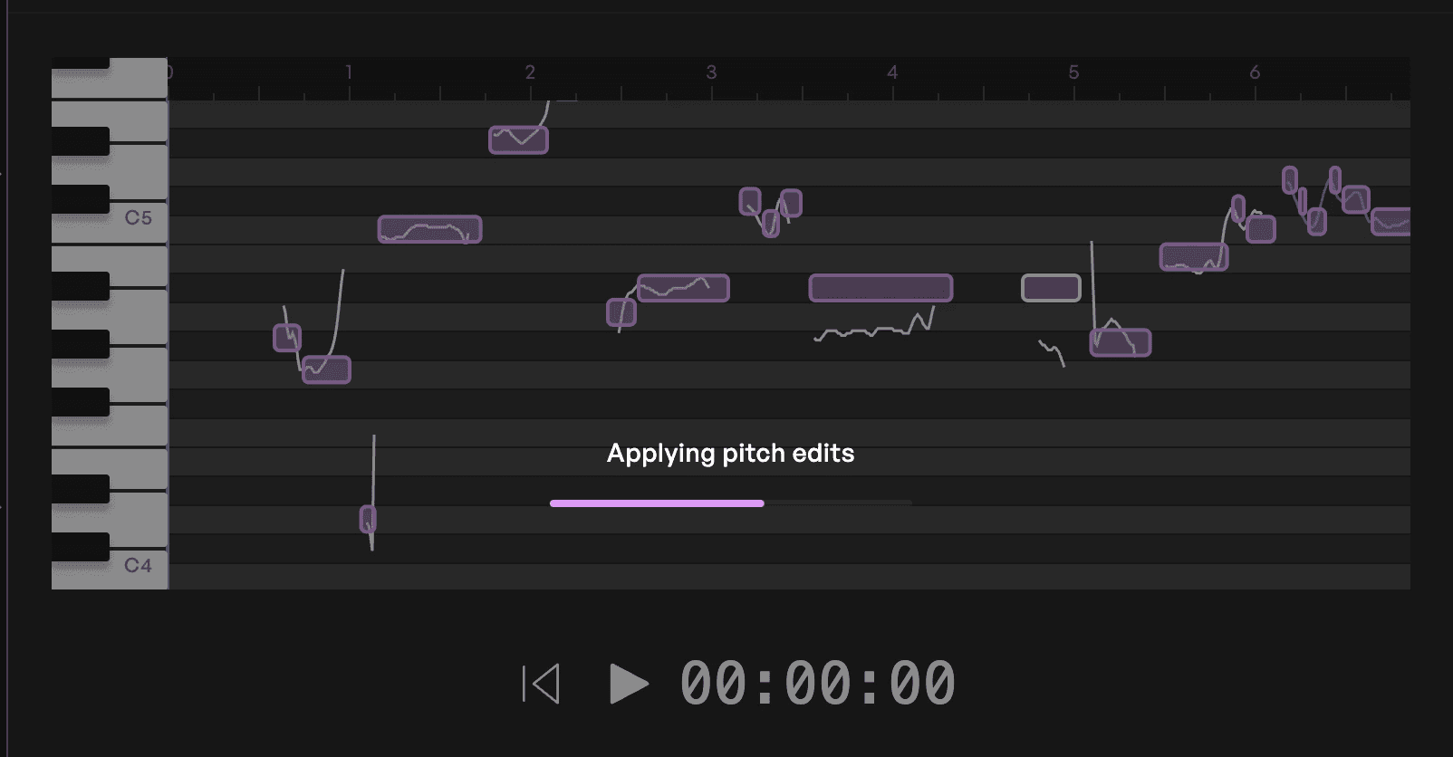 The Kits AI pitch editor applying edits