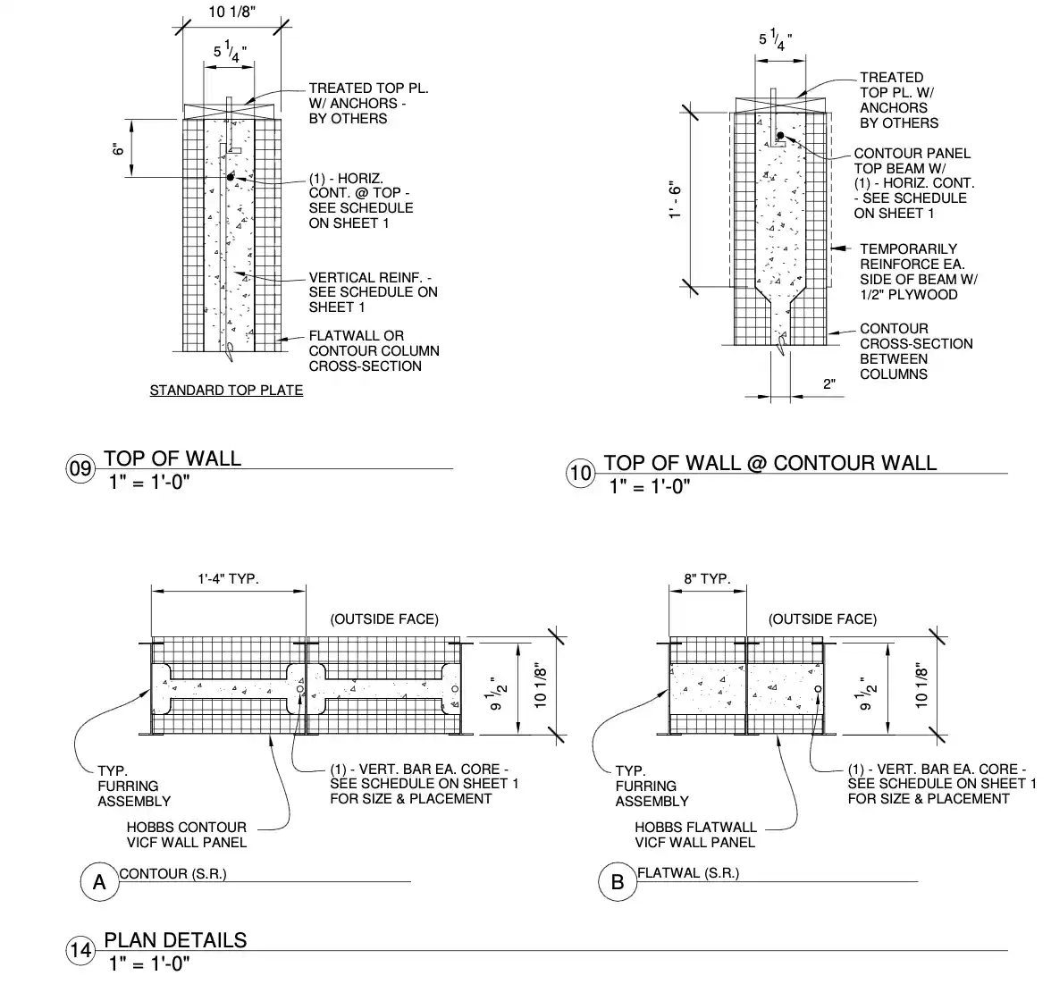 Architectural plans for a Pow-R-Wall wall section