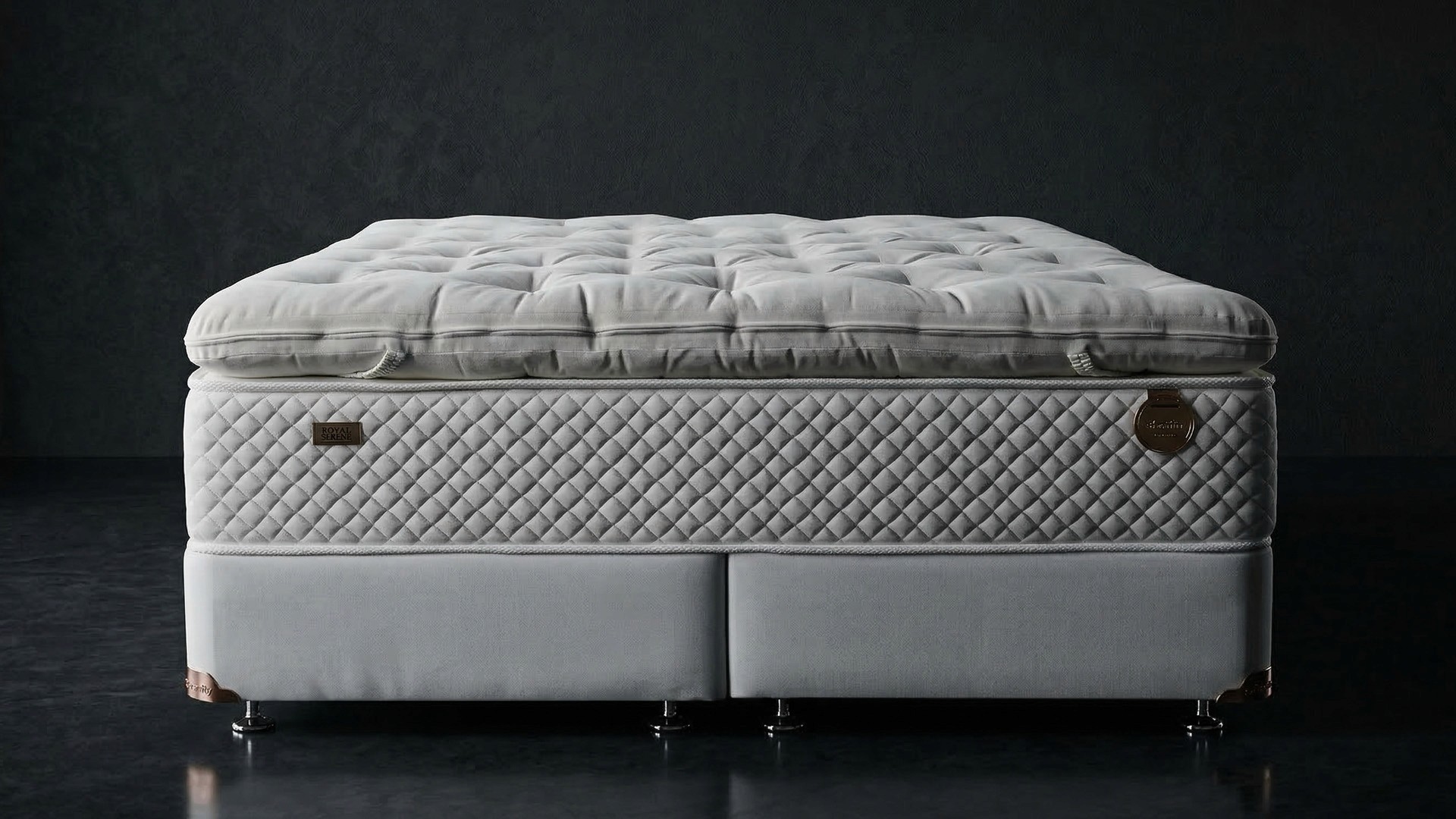 An orange cube-shaped side table is shown.