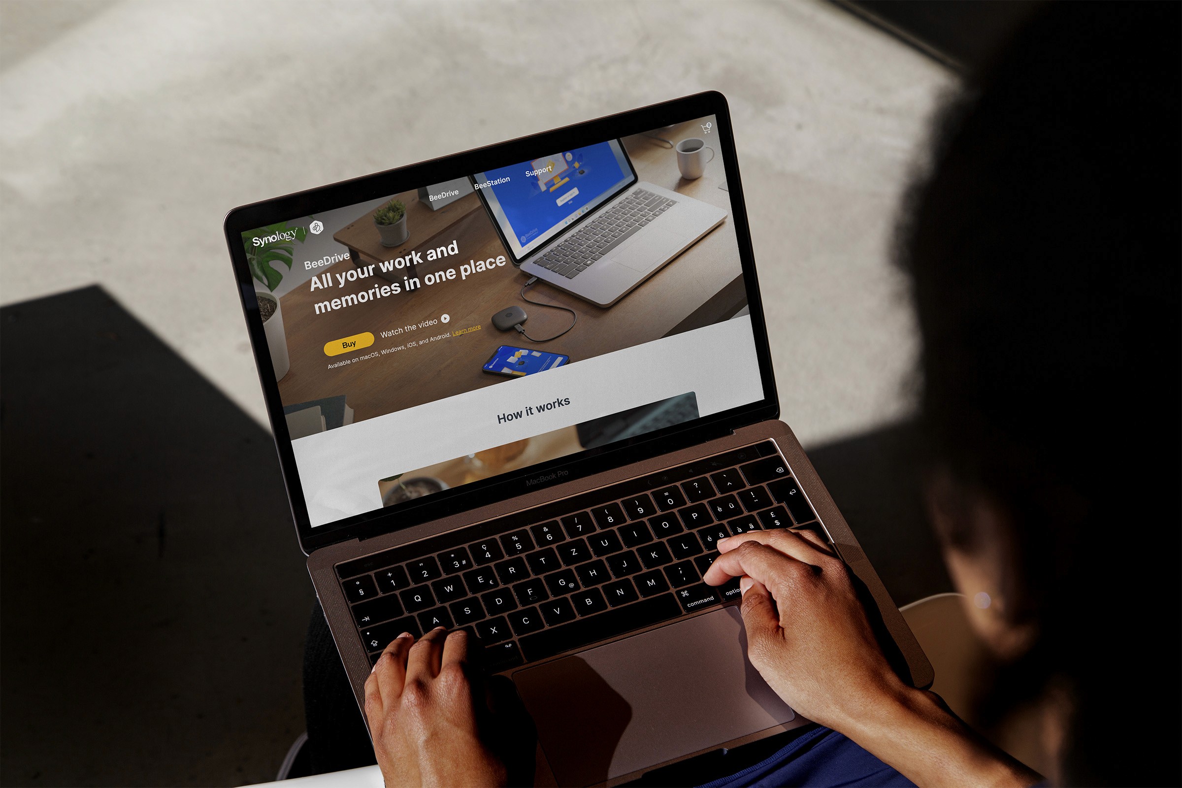 Minimalist coffee can design in hand – black and white packaging with bold typography