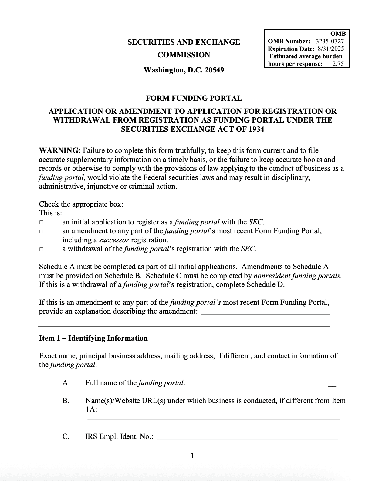 Form Funding Portal