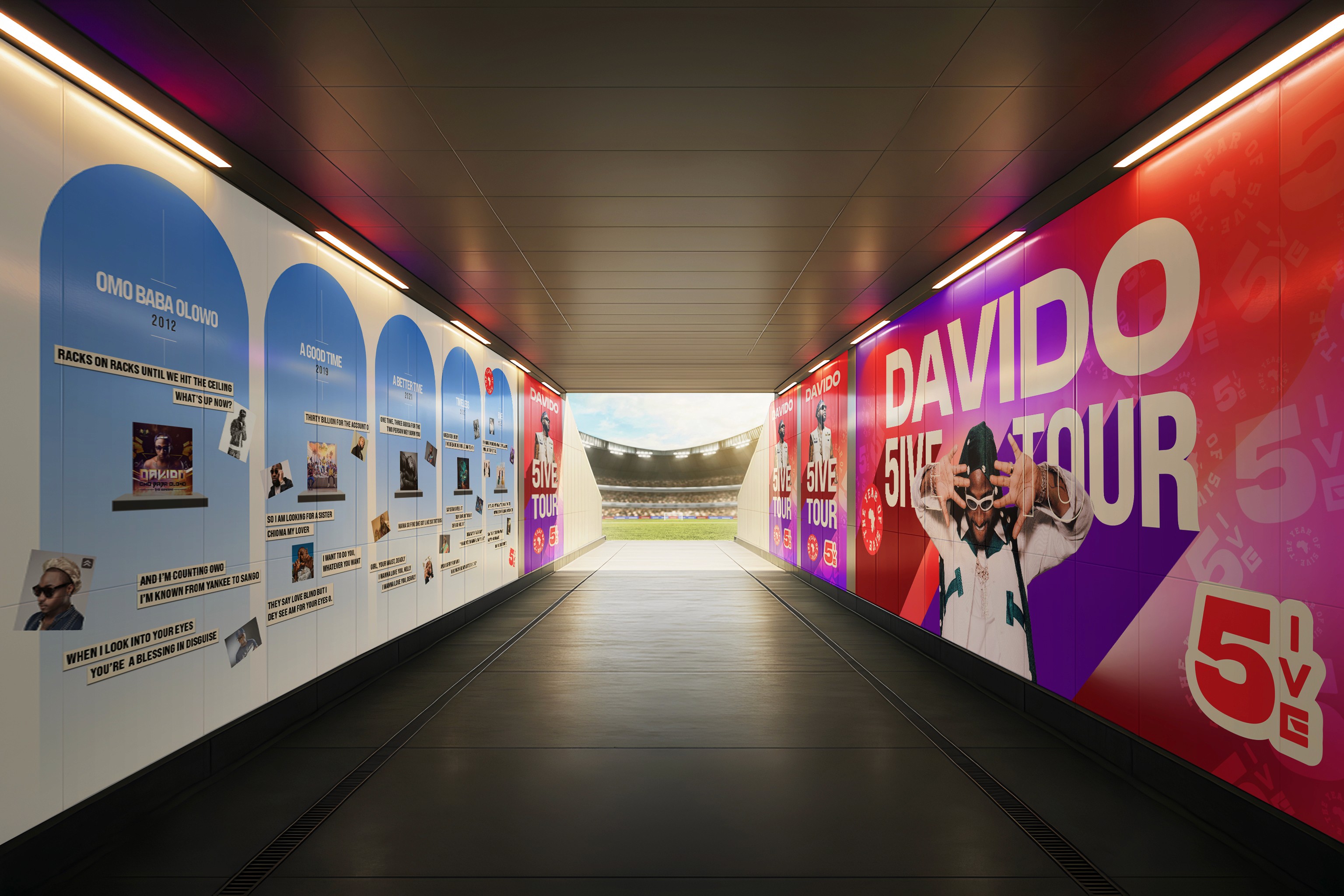 Davido 5IVE Alive Tour 2025 —environmental branding, MetaCraft.