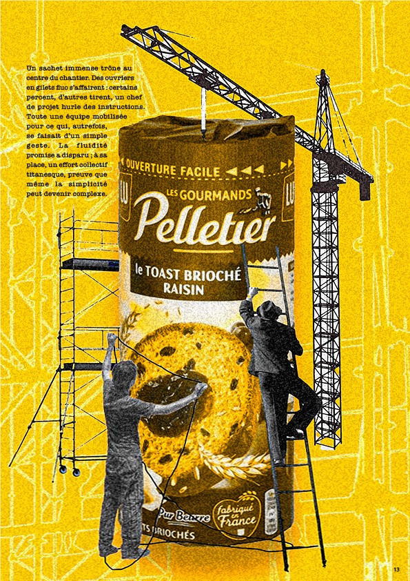 Ouvrier devant un paquet de gâteau